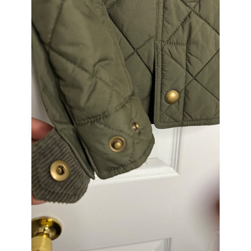 Polo Ralph Lauren Girls L Olive Green Quilted Jacket Gold Snap Buttons & Zipper - Picture 5 of 9